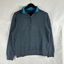 Henri Lloyd 1/4 Zip Pullover Jumper Grey Long Sleeve Mens Medium Preppy