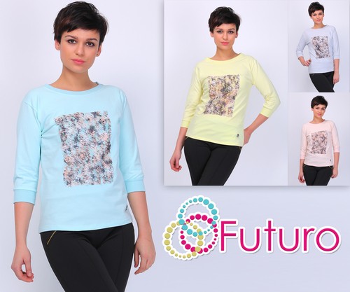 Casual top with patchwork 4 - top, 3/4