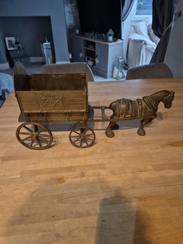 Brass horse and - cart, vintage