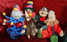 Vintage Porcelain Faced Clown Dolls Joblot of 5, Good Collection,  All VGC