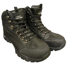 Trojan Black Leather Safety Work Boots UK 9 EU 43 S1P SRC Steel Toe Hiking