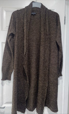 Claudia Strater Longline Cardigan Edge to Edge Brown EU36 Size 8 -10 Merino Mix
