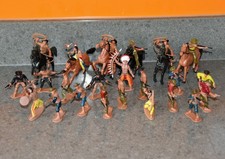 Unbranded Plastic Cowboys toy soldiers x 23 plus 6 horses