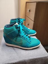 Nike Dunk Sky High Hi Suede Hidden Wedge Heel Trainers size 6 EU 40 Turquoise 