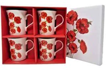4 Poppy Mugs Coffee Cup Set