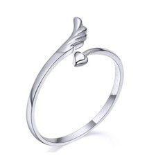 Feather Style 925 Sterling Silver Plated Adjustable Finger Ring Large Thumb UK