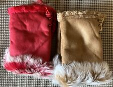 Ladies Warm Winter Fur Lined Fingerless Gloves Mittens Work Office Smart 2 Pairs