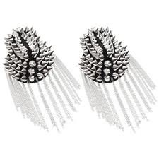 Pair Of Elegant Rivet Tassel Chain Epaulet Alloy For Men's Costume