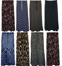 Womens Ladies Plus Size Plain Stretch Flared Maxi Elasticated Skirt 14 TO 28