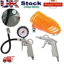 3x Air Compressor Recoil Hose Line Tool Car Tyre Inflator Duster GUN KIT
