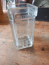 Antique Exide DFG glass battery jar, embossed Acid level, One Ampere, 383D 