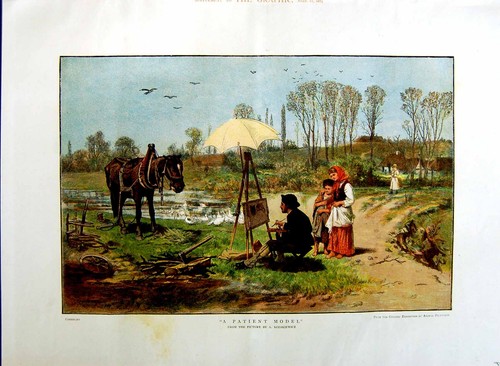 Original old antique print - original,