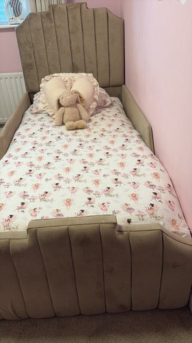 Single bed beige - single,
