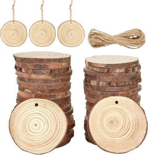 Pcs natural wood slices - 60,