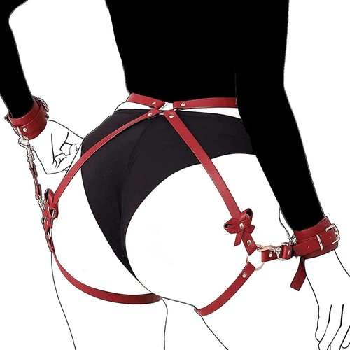 Erotic bondage leather bow - leather,
