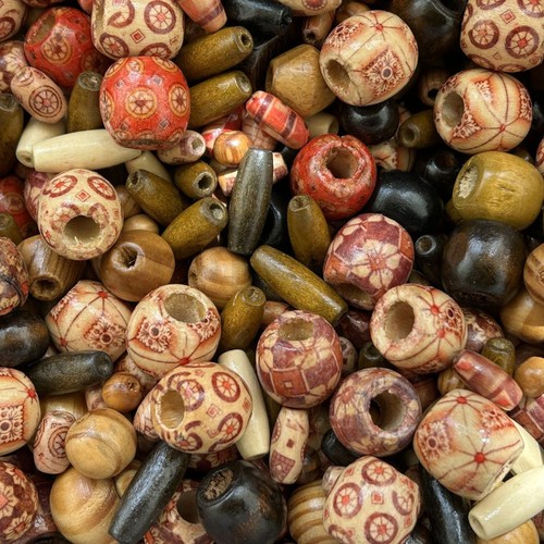 40g mixed wooden beads round - mixed,