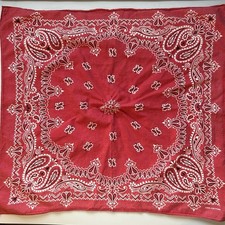 1970s Vintage Bandana Red paisley All cotton USA Western cowboy sanforized