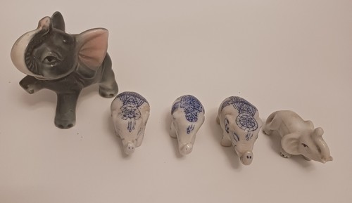 Vintage ceramic elephants - 5x,