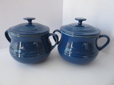 TWO LE CREUSET  BLUE LIDDED