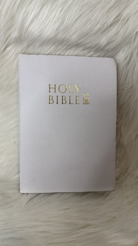 Holy bible kjv white faux - bible,