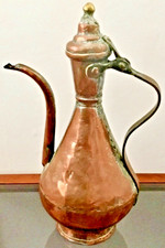 ANTIQUE ? MIDDLE EASTERN ISLAMIC OTTOMAN COPPER BRASS LARGE HAND MADE EWER JUG