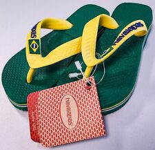 Havaianas Brazil Flip Flops / Green Yellow / Kids Size 7K UK (23/24) NEW BNWT