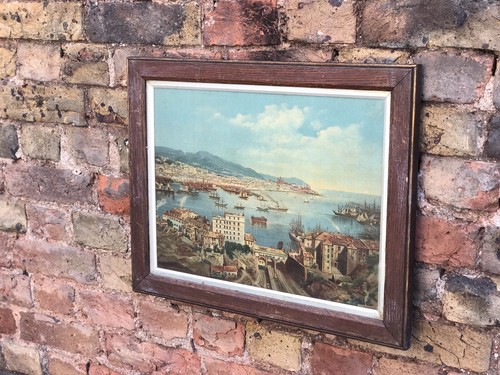Edwardian print oak frame - in,