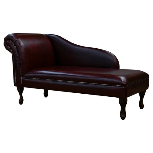 Oxblood leather chaise longue - leather,