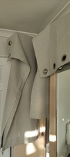 Lined Eyelet Curtains, Grey and Stainless Steel Rimmed 