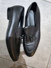 Mens Dune Black Leather Tassle