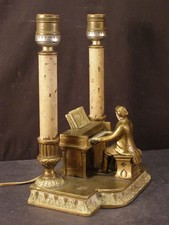 RARE 1932 Hirsh Beethoven Playing Piano Figurine Statue Sculpture Metal Lamp Man