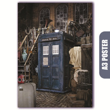 Doctor Who: An Unearthly Child - Colourised TARDIS in junk yard (A3 Poster)