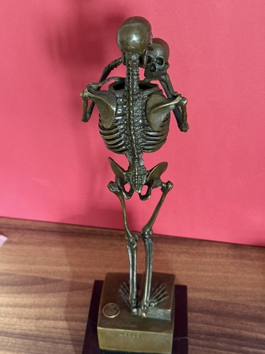 Skeleton bronze skull statue - skeleton,