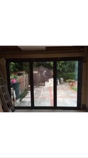 Matt Black Quality Aluminium Bi fold Doors inc Glass 3 panels.