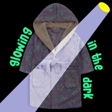 Kids Girls Glow in The Dark Unicorn Warm Dressing Gown Robe Fleece 2-13 Years 