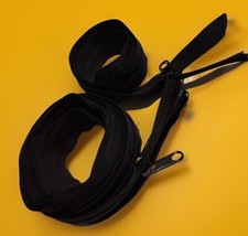 2 Black Chunky Zips -  open ended  - 90 Inches And  28 Inches.