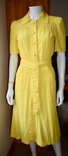 Vintage 1940s Homage Yellow Smocked Seersucker 1970s  Jean Varon Summer Dress