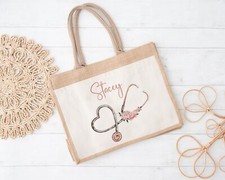 Personalised nurse jute bag
