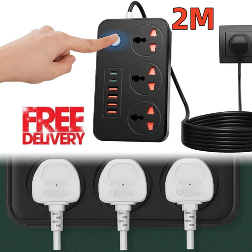 4usb 2type extension lead - 4usb+2type-c,