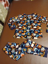 NUTMEG Childrens Pyjamas Uk Size 8-9 Years VVGC Animal Faces Multicoloured