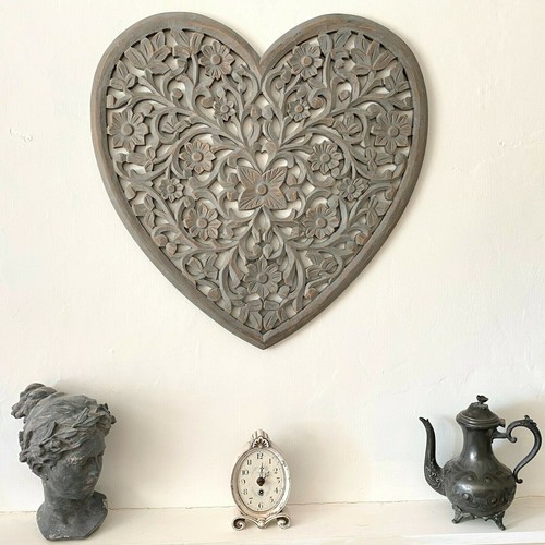 Large grey filigree - grey, heart