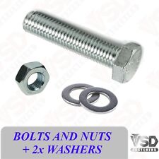 BOLTS AND NUTS AND 2x WASHERS M10 (10mm) FULLY THREADED SCREWS SET ZINC PLATED