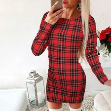 Womens Plaid Check Bodycon