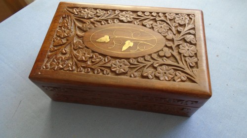Vintage inlaid carved - ,
