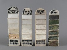 4 Rosemary D. Wren Oxshott Pottery Trial Glaze Sample Figures Sculptures 1984