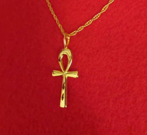 14kt gold plated - smooth, ankh