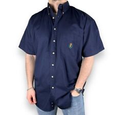 Vintage Chaps Ralph Lauren Short Sleeve Shirt, Navy Blue, Large (S927)