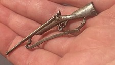 ✨ SALE TRULY RARE FIND Flintlock Rifle Miniature Antiquity Silver Pin Brooch ✨