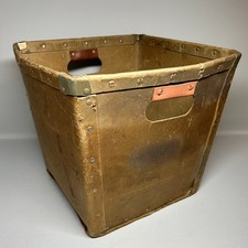 Vintage Storage Crate Bin Thick Cardboard with Metal Corners and Studs