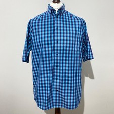 ETON Shirt Mens Size 16.5 Blue Short Sleeve Classic Fit Button Up Cotton Collar